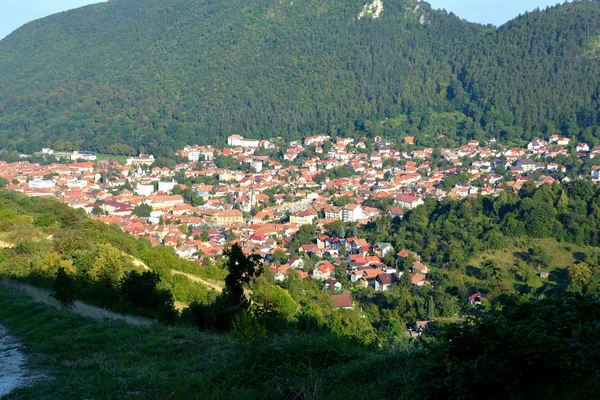 Utsikt Från Luften Typiska Urbana Landskap Staden Brasov Stad Belägen — Stockfoto