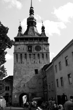 . Ortaçağ Şehir Sighisoara, Transilvanya şehir merkezinde kentsel peyzaj.