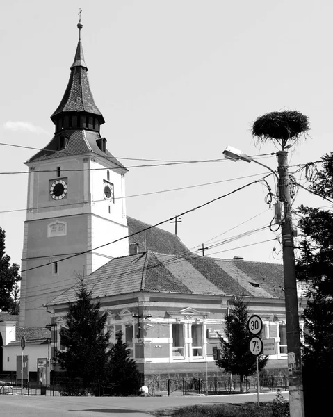 Versterkte Saksische kerk in het dorp BZV, Transsylvanië — Stockfoto
