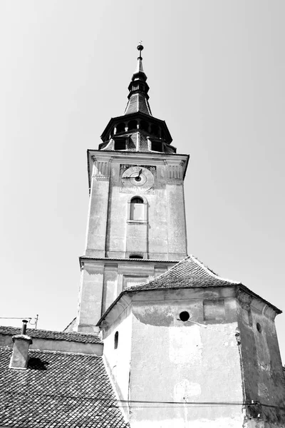 Eglise Médiévale Fortifiée Dans Village Sanpetru Transylvanie — Photo