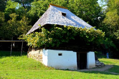Köylü Dumbrava Sibiului, Transilvanya müzede. Dumbrava Sibiului; Romanian köylü Museum birçok adet envanter bir köylü ile.