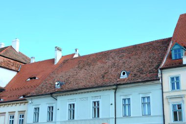 Tipik kentsel peyzaj şehir Sibiu, Transilvanya, Romanya