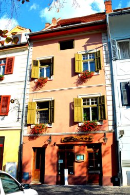 Tipik kentsel peyzaj şehir Sibiu, Transilvanya, Romanya