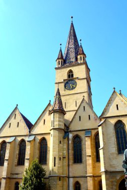 Pazar Meydanı. Tipik kentsel peyzaj şehir Sibiu, Transilvanya