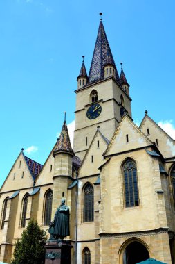 Pazar Meydanı. Tipik kentsel peyzaj şehir Sibiu, Transilvanya