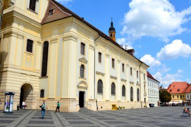 Pazar Meydanı. Tipik kentsel peyzaj şehir Sibiu, Transilvanya