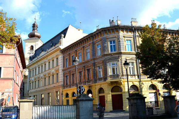 Market Square. Typical urban landscape in the city Sibiu, Transylvania — Stock Photo, Image