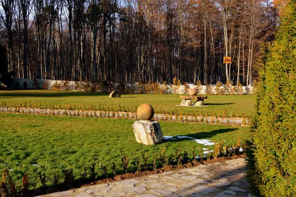 Courtyard Monastery Sambata Romanian Orthodox Monastery Smbta Sus Braov County — Stock Photo, Image