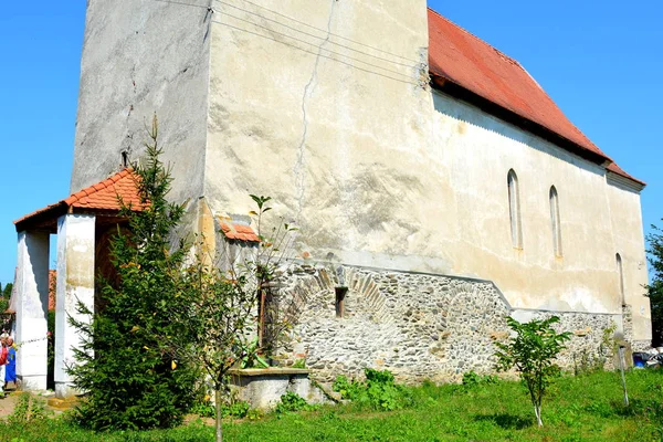 Igreja Saxão Fortificado Aldeia Avrig Transilvânia Roménia — Fotografia de Stock