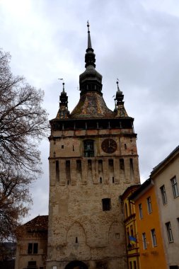 Kule. Ortaçağ Sakson şehir Sighisoara, Transilvanya, Romanya