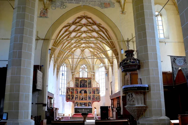 Alatr inside fortified medieval church Biertan, Transylvania. — Stock Photo, Image