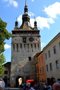  Ortaçağ şehir Sighisoara. Ortaçağ şehir Sighisoara, Transilvanya şehir merkezinde kentsel peyzaj