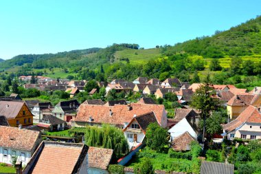Tipik köylü evi Sakson Köyü Biertan, Transilvanya, Romanya