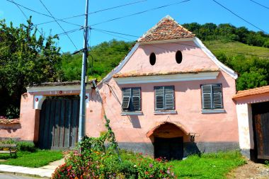 Tipik köylü evi Sakson Köyü Biertan, Transilvanya, Romanya