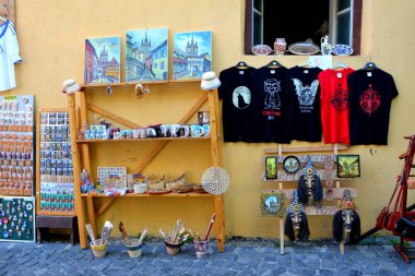 Tipik kentsel peyzaj şehirde Sighisoara, Transilvanya, Romanya