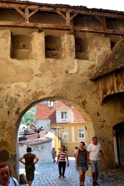 Tipik kentsel peyzaj şehirde Sighisoara, Transilvanya, Romanya