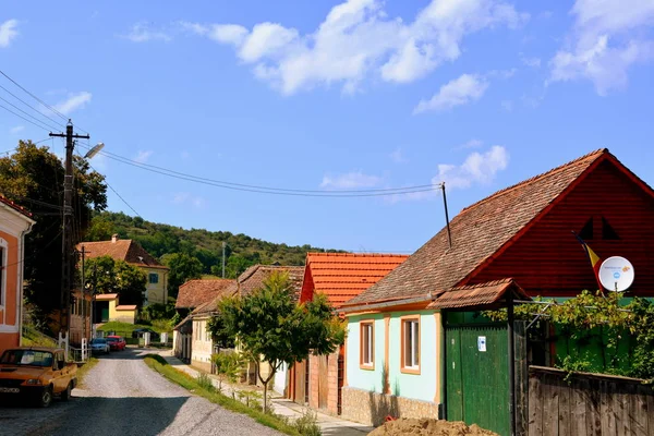 Paisagem Rural Típica Aldeia Saxon Malancrav Transilvânia Roménia — Fotografia de Stock