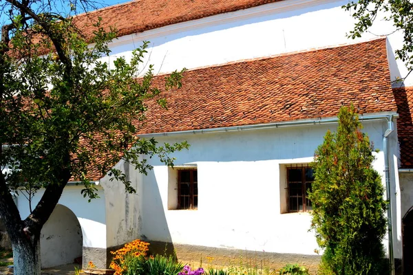 Alte mittelalterliche sächsische evangelische Kirche in Halmeag (Siebenbürgen)) — Stockfoto