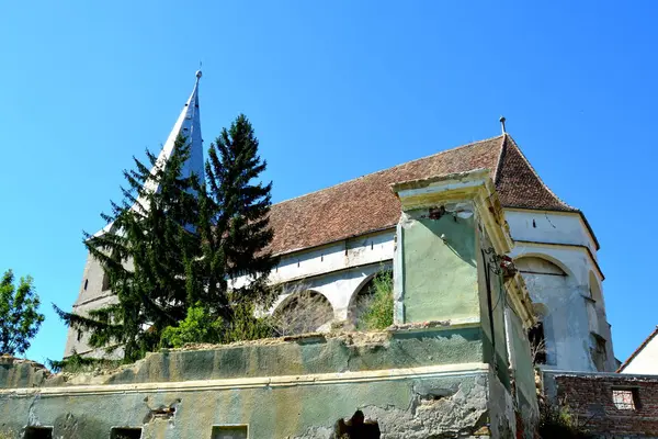 Müstahkem Ortaçağ Sakson Evangelic Kilisede Köyü Yükseldi Transilvanya Romanya Yerleşim — Stok fotoğraf