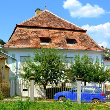 Tipik kırsal manzara ve köylü evlerde Vrd, tuhaf, Viert, Transilvanya, Romanya