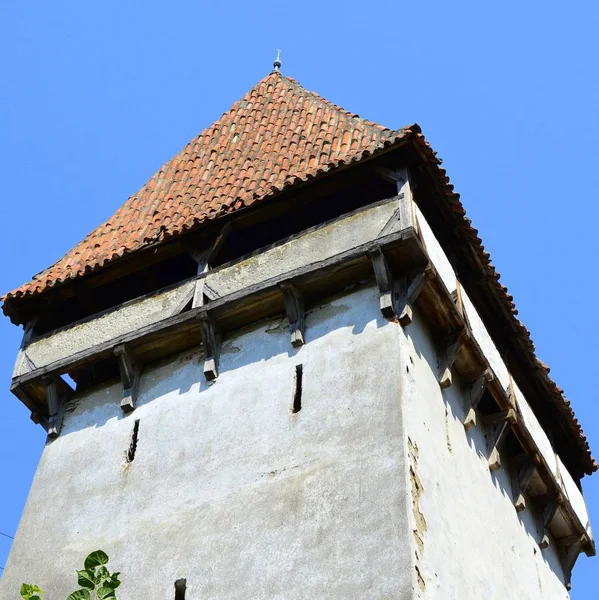 Befestigte mittelalterliche sächsische evangelische Kirche in Agnita- Agnetheln, Siebenbürgen, Rumänien — Stockfoto
