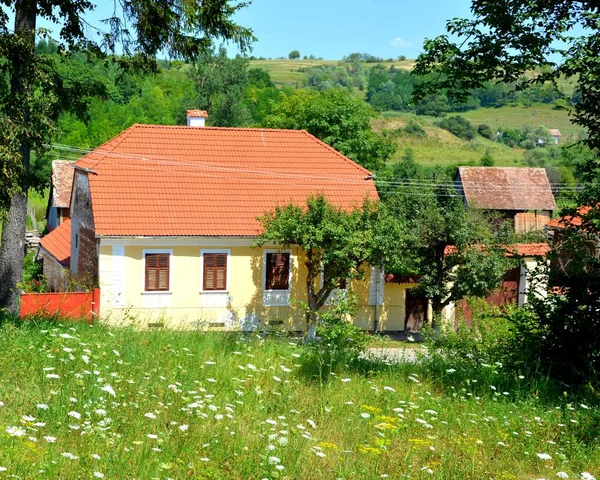 Typische ländliche Landschaft in veseud, gezied. Bauernhäuser. — Stockfoto