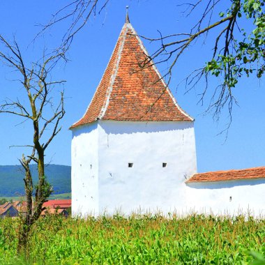 Müstahkem Ortaçağ Sakson kilise Köyü Merghindeal - Mergenthal, Transilvanya, Romanya