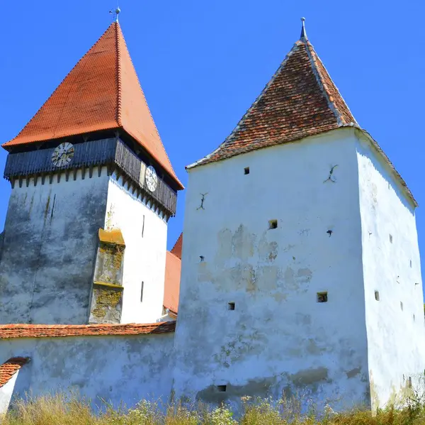 Müstahkem Ortaçağ Sakson kilise Köyü Merghindeal - Mergenthal, Transilvanya, Romanya
