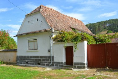 Tipik kırsal manzara ve köylü evlerde Bradeni, Henndorf, Hegendorf, Transilvanya