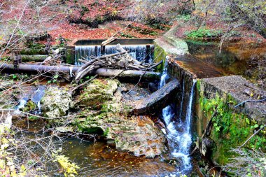 Oravita-Anina, Banat, Transilvanya 'daki eski maden treninin manzarası. Sonbahar manzarası.
