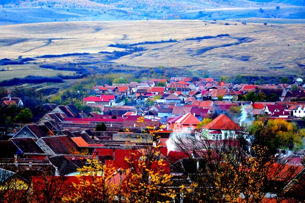 Типичный Сельский Пейзаж Крестьянские Дома Гарбове Трансильвания Румыния Поселение Основано — стоковое фото