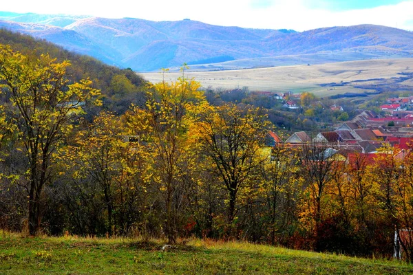 Tipico Paesaggio Rurale Case Contadine Garbova Transilvania Romania Insediamento Fondato — Foto Stock