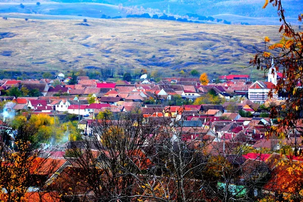Paisaje Rural Típico Casas Campesinas Garbova Transilvania Rumania Asentamiento Fue —  Fotos de Stock