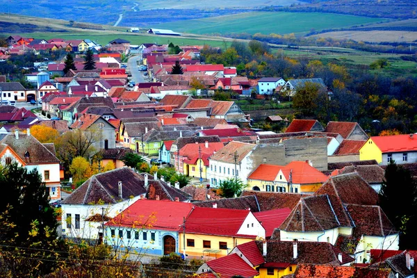罗马尼亚特兰西瓦州Garbova典型的农村景观和农民住房 该定居点是撒克逊殖民者在12世纪中叶建立的 — 图库照片