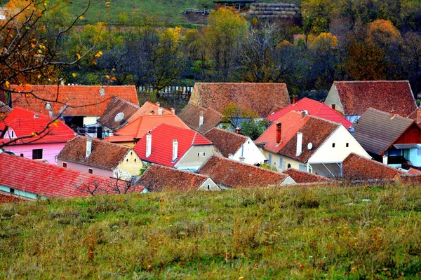 Paisaje Rural Típico Casas Campesinas Garbova Transilvania Rumania Asentamiento Fue — Foto de Stock