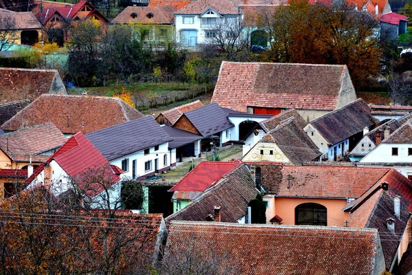 Paisaje Rural Típico Casas Campesinas Garbova Transilvania Rumania Asentamiento Fue — Foto de Stock