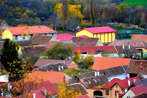 Paisaje Rural Típico Casas Campesinas Garbova Transilvania Rumania Asentamiento Fue — Foto de Stock