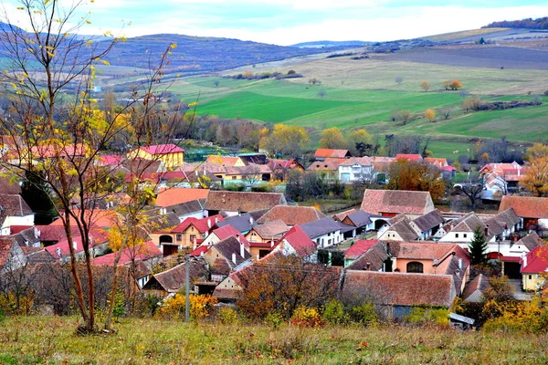 Typiska Lantliga Landskap Och Bondehus Garbova Transsylvanien Rumänien Bosättningen Grundades — Stockfoto