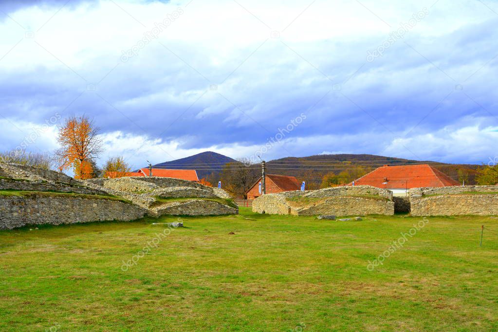 Ruins of the old roman fortress in Sarmisegetusa Regia, Romania, two thousand  years ago
