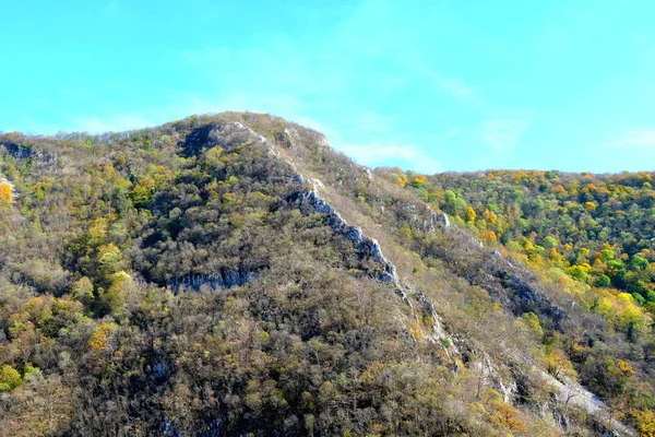 Typická Krajina Lese Transylvánie Podzim Železnice Mezi Oravitou Aninou Banat — Stock fotografie