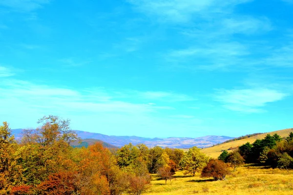 Typická Krajina Lese Transylvánie Podzim Železnice Mezi Oravitou Aninou Banat — Stock fotografie