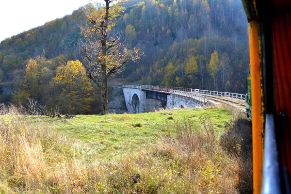 Paisagem Típica Floresta Transilvânia Outono Ferrovia Entre Oravita Anina Banat — Fotografia de Stock