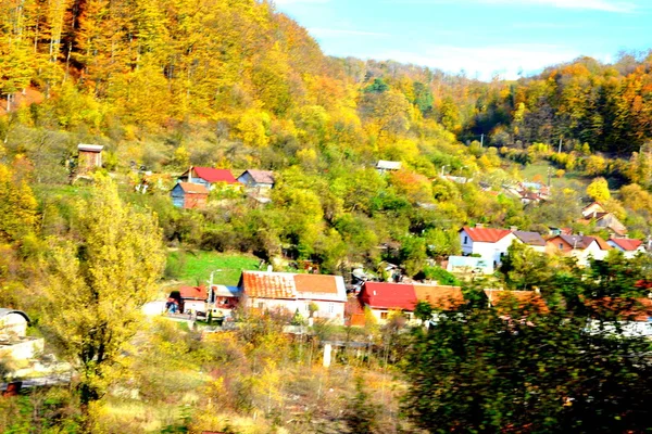 Typische Landschaft Wald Von Siebenbürgen Herbst Die Bahn Zwischen Oravita — Stockfoto
