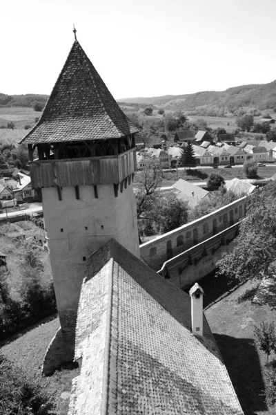 Igreja Evangélica Saxão Medieval Fortificada Aldeia Alma Vii Almen Transilvânia — Fotografia de Stock