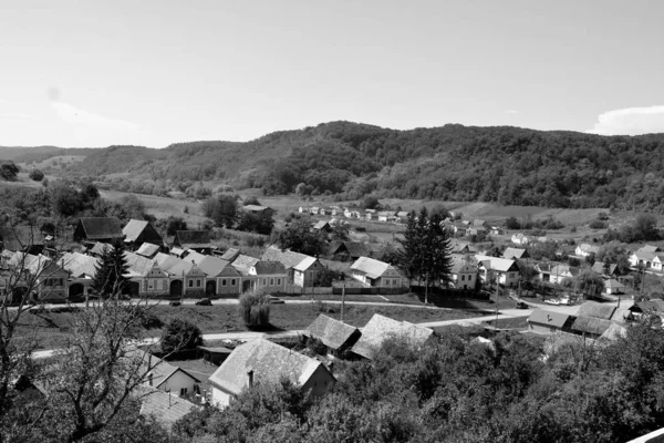 Typical Rural Landscape Peasant Houses Village Alma Vii Almen Transylvania — Stock Photo, Image