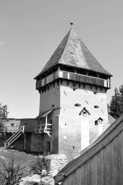 Opevněné Středověké Saské Evangelické Kostely Vesnici Alma Vii Almen Rumunsko — Stock fotografie