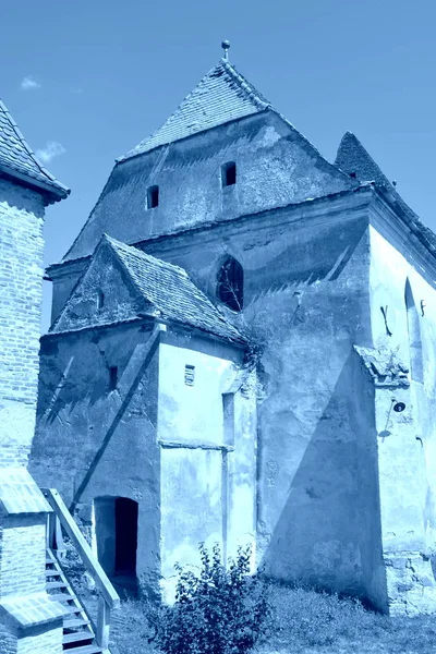 Opevněné Středověké Saské Evangelické Kostely Vesnici Alma Vii Almen Rumunsko — Stock fotografie
