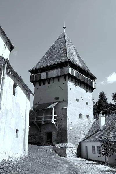 Befästa Medeltida Saxon Evangelic Kyrka Byn Alma Vii Almen Transylvania — Stockfoto