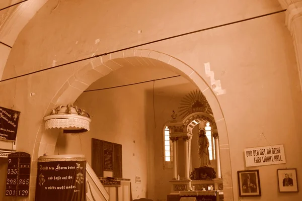 Внутри Церкви Укрепленной Средневековой Саксонской Евангельской Церкви Деревне Алма Вии — стоковое фото