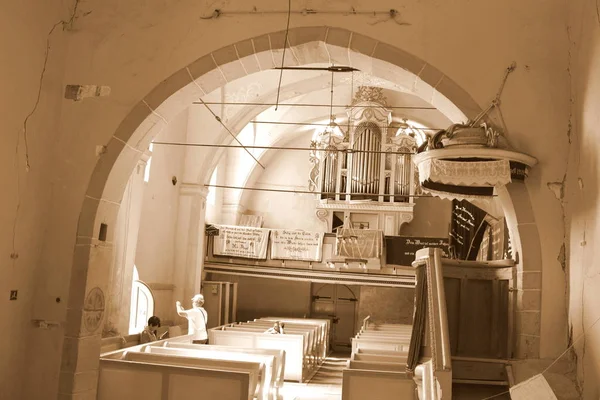 Dentro Igreja Fortificado Medieval Saxão Igreja Evangélica Aldeia Alma Vii — Fotografia de Stock